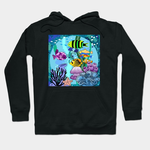 The Story of the Sea,tropical fish, coral reefs, seaweed Hoodie by zzzozzo